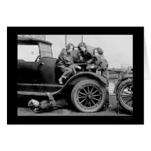 High School Girl Auto Mechanics 1927 Cards