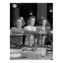 High School Girls, 1940s Postcard