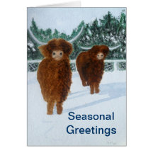 Highland Cattle in Winter Card