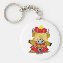 Highland Cow Red Kilt Keychains