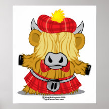 Highland Cow Red Kilt Posters