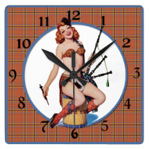 Highland Lass Pin up Square Wallclock