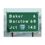 Highway Sign - Miles to Baker & Barstow postcards