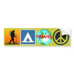 Hike, Camp, Travel, Peace bumper stickers