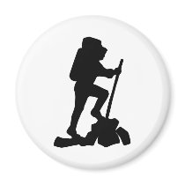 Hiker Silhouette Emblem Graphic Design Backpacker