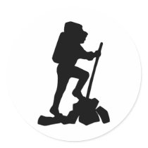 Hiker Silhouette Emblem Graphic Design Backpacker