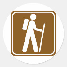 Hiking Highway Sign Round Sticker