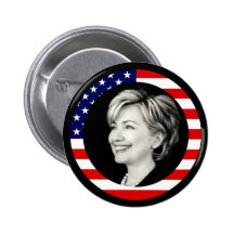 hillary clinton 08. us flag. picturesque. button