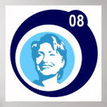 hillary clinton : blue bubbles : print