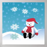 Hillside Snowman Print