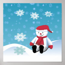 Hillside Snowman Print