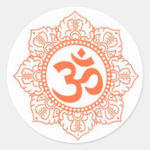 HINDU - BUDDHA SYMBOLS OM,OHM ROUND STICKERS