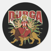 Hindu Durga Round Sticker