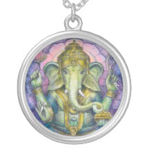 Hindu Elephant God Ganesha Round Necklace
