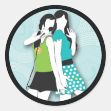 Hip Girls Singing Round Sticker