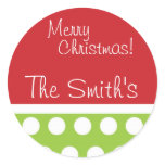 Hip Green and Red Personalised Christmas Stickers