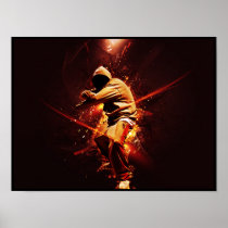 hip-hop breakdancer on fire posters