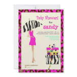Hip mama, hot pink jaguar/zebra baby shower invitations