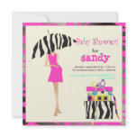 Hip mama, hot pink zebra baby shower invitations