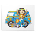 Hippie Boy with Guitar and Camper Van Notepad