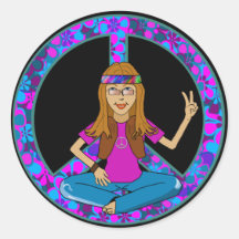 Hippie Chick Round Sticker