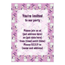 Hippie Christmas Snowman Pattern Custom Invitations