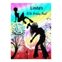 hippie disco retro  party Invitation