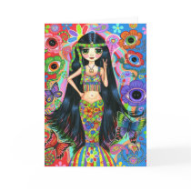 Hippie Girl Mermaid Card