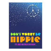 Hippie Happy 80th Birthday Peace Party Invitations