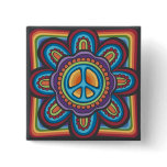 Hippie Peace Flower buttons