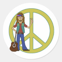 Hippie Peace Round Stickers