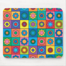 Hippie Rainbow Flower Pattern Mouse Mat