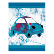 Hippie Retro Car Buggy Post Cards