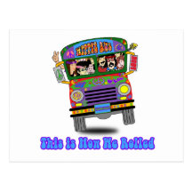 Hippie School Bus Post Card
