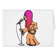 Hippie Singer with Pink Hair Cards