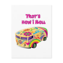 hippie van retro  how i roll postcards
