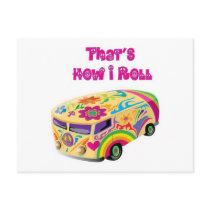 hippie van retro  how i roll post card