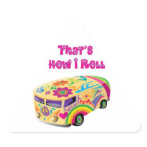 hippie van retro  how i roll stickers