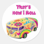 hippie van retro  how i roll sticker