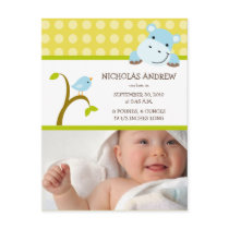 Hippo and Birdie Baby Boy Birth Announcement