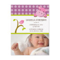 Hippo and Birdie Baby Girl Birth Announcement postcards