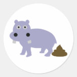 hippo fun icon round stickers