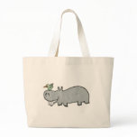 Hippo hanging out with his bird friend canvas bag
