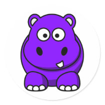 Hippo Purple Stickers