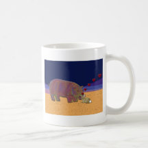 Hippopotamus and Rabbit Love Valentine Coffee Mugs