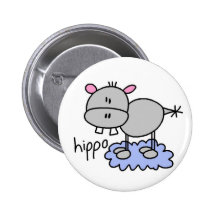 Hippopotamus Stick Figure Button