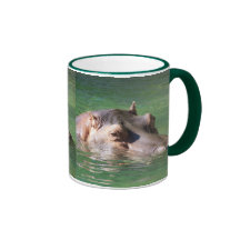 Hippopotamus Swimming On The Surface Coffee Mugs