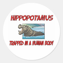 Hippopotamus trapped in a human body stickers