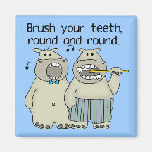 Hippos Brush Your Teeth Refrigerator Magnet