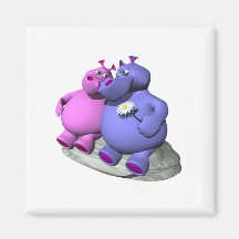 hippos in love fridge magnets